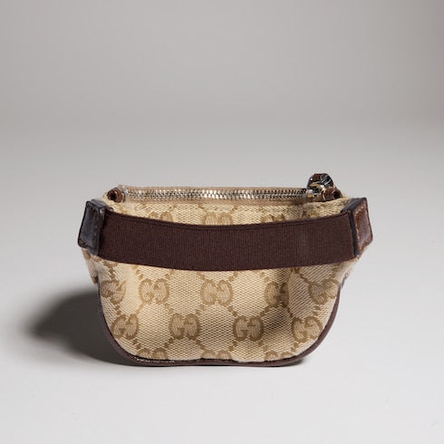 Gucci Tag mini coin purse - sand and brown GG canvas