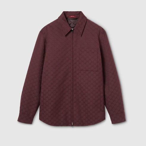 GG canvas zip jacket - burgundy