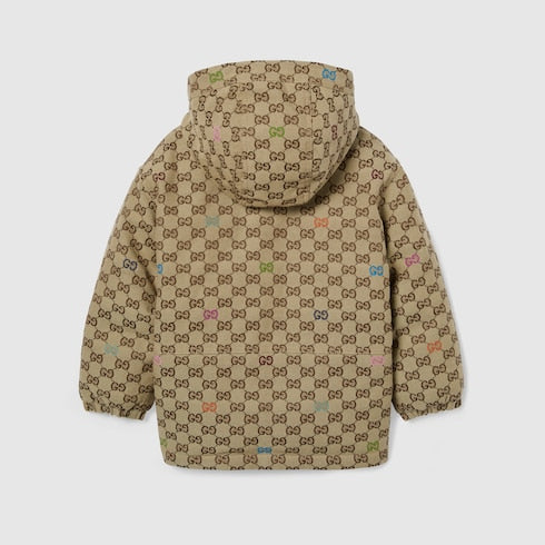 Children's padded GG canvas coat - beige and brown