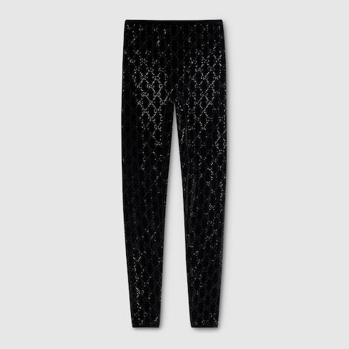GG crystal embroidered leggings - black
