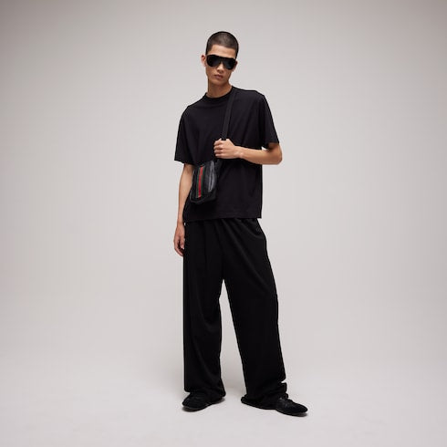 Cotton jersey T-shirt with print - black