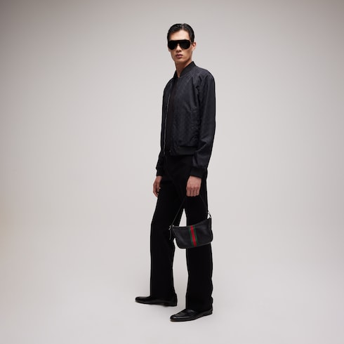Reversible light silk faille zip jacket - black
