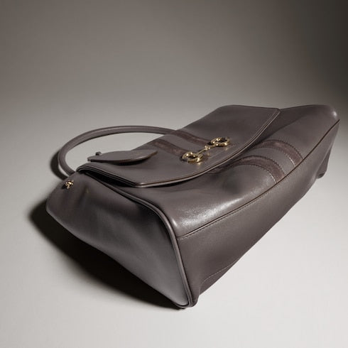 Paparazzo medium top handle bag - dark grey leather