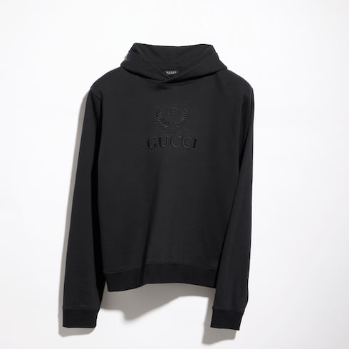Cashmere jersey sweatshirt with embroidery - black