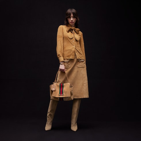 Paparazzo medium top handle bag - sand suede