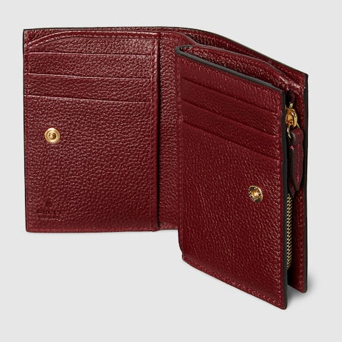Bi-color GG Marmont small wallet - beige and Rosso Ancora leather