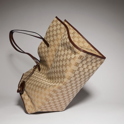 Gucci Londra large tote bag - sand and brown GG canvas