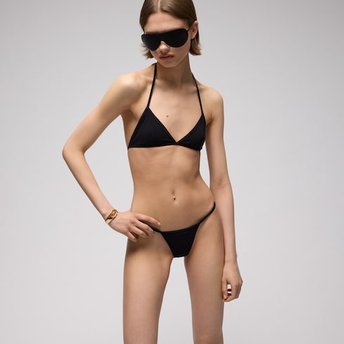 Stretch jersey bikini with Interlocking G - black