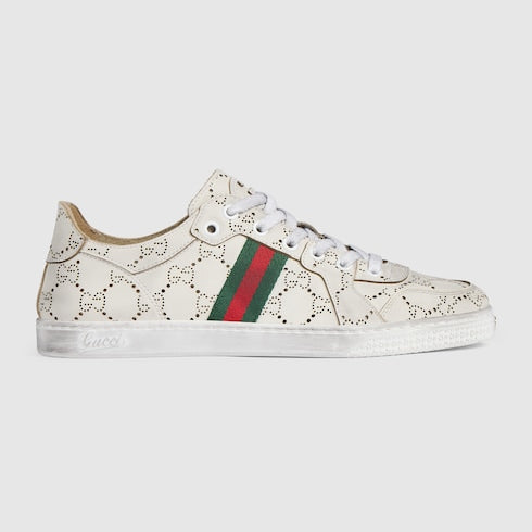 Women's Stretch low-top sneaker - white GG leather