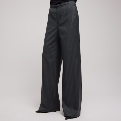 Pinstripe wool mohair pants - dark grey