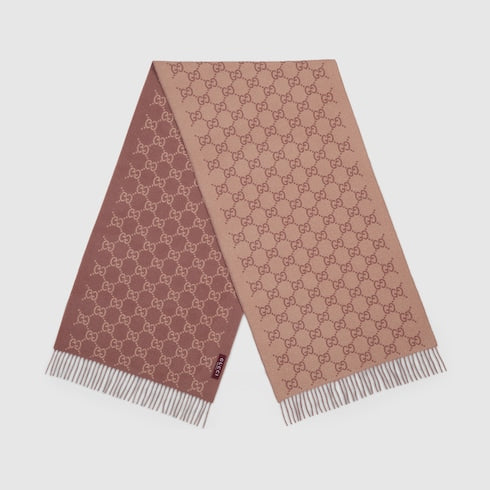 GG cashmere lamé shawl - dark brown and beige