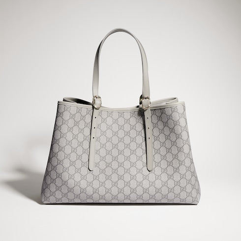 GG Emblem large tote bag - grey GG fabric