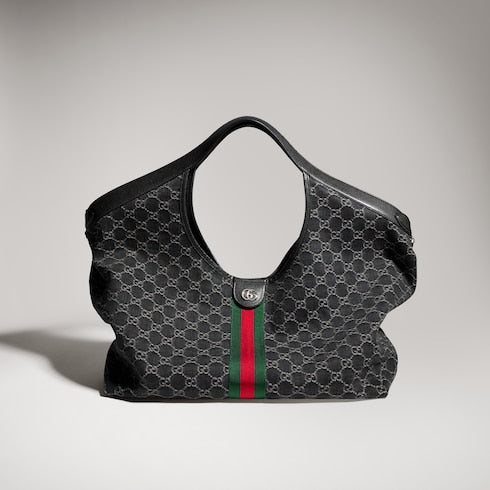 Gucci Giglio large tote bag - black GG denim