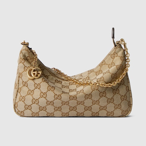 Lady Lunetta Chain small shoulder bag - sand and brown GG canvas