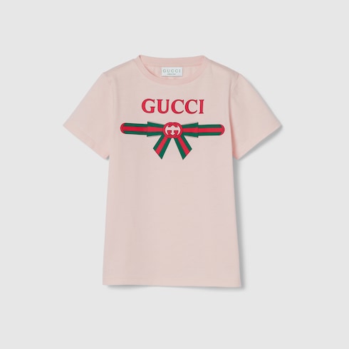 Children's printed cotton T-shirt - light pink