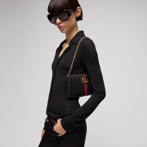 GG Marmont pouch with strap - black leather