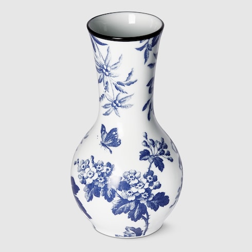 Herbarium print vase - blue and white porcelain