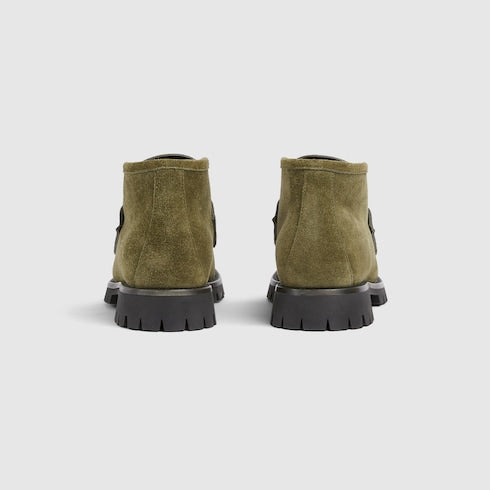 Women's ankle boot with Horsebit - dark green suede