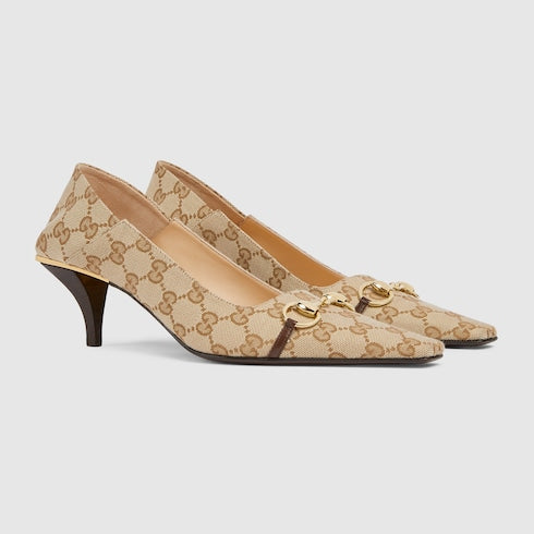 Women's Vittoria pump - sand and brown GG canvas