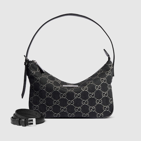 Lady Lunetta small shoulder bag - black GG denim