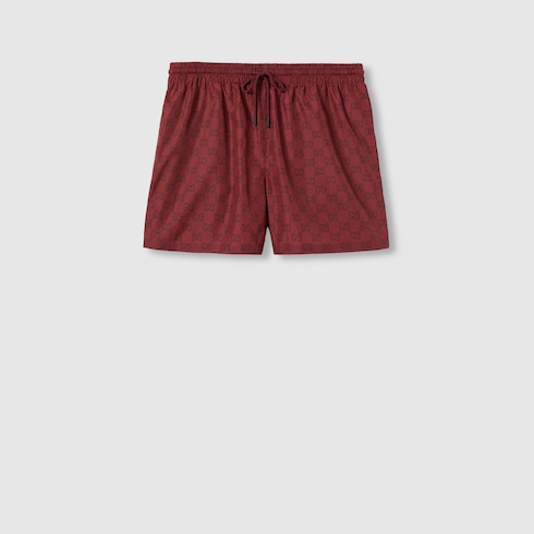 GG print nylon swim short - bordeaux