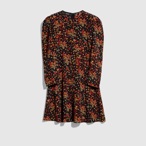 Printed silk dress - black and red
