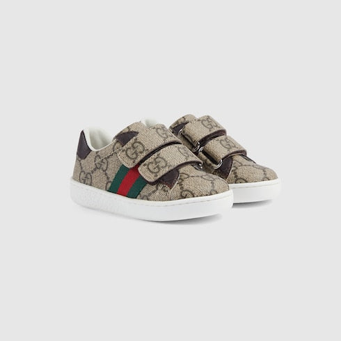 Toddler Gucci Ace sneaker - beige and ebony GG Supreme