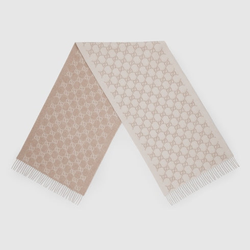GG cashmere scarf - white and brown