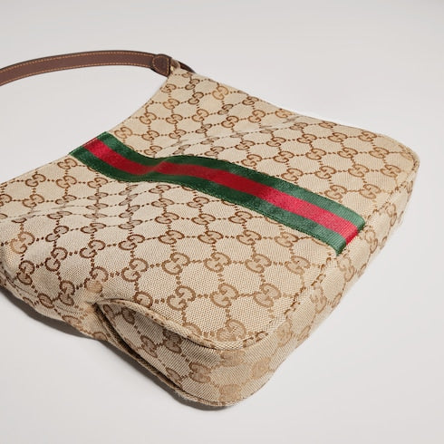 Lunetta medium crossbody bag - sand and brown GG canvas
