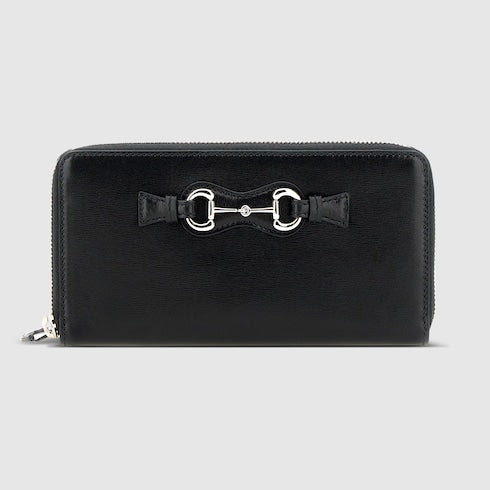 Zip around wallet with Horsebit - black leather