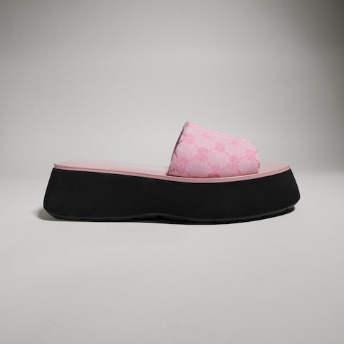 Women's flatform slide sandal - pink GG canvas