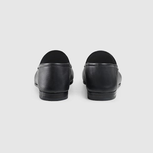 Black Leather Foldable Slim Horsebit Loafer