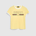 Cotton jersey T-shirt with print - light yellow