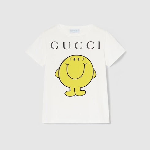 Children's cotton T-shirt with print - white