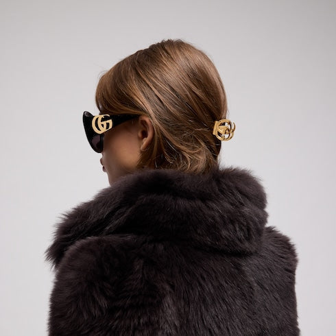 Hair clip with Double G - gold-toned brass