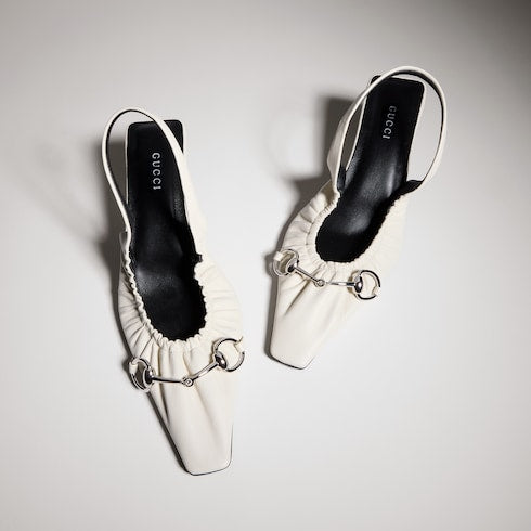 Women's Vittoria slingback pump with elastic - white soft nappa leather