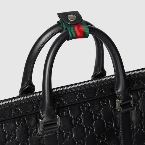 GG Emblem large briefcase - black GG leather