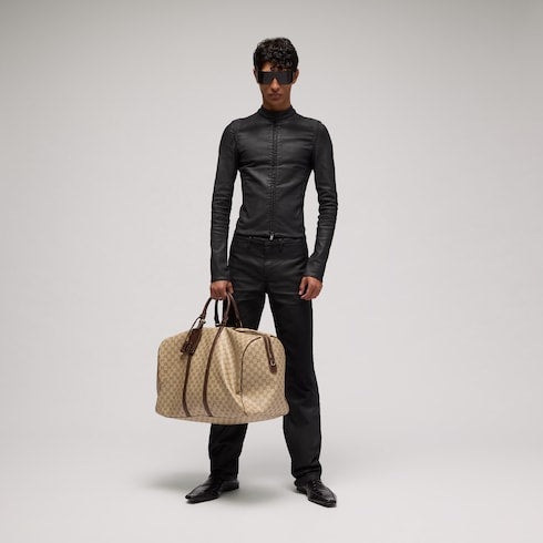 Gucci Essence Classic large duffle bag - sand and brown GG canvas