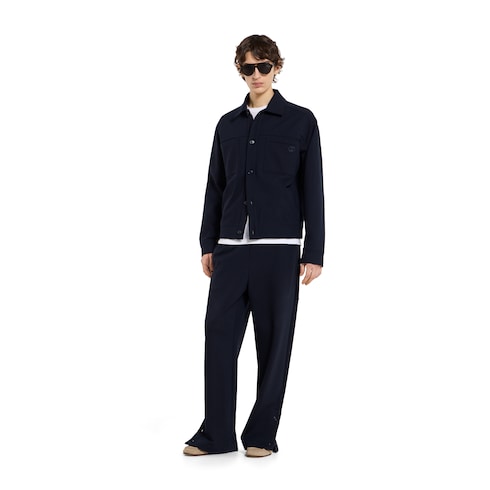 Cotton jersey jacket with embroidery - dark blue