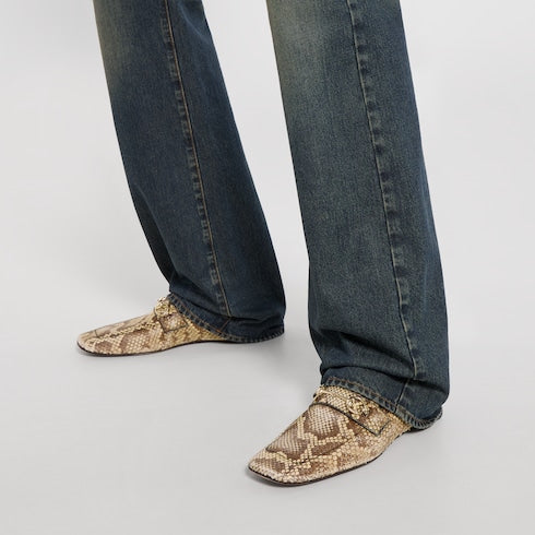 Men's Ragazzo python loafer - beige