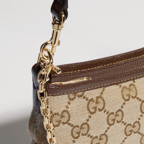 Gossip small shoulder bag - sand and brown GG canvas