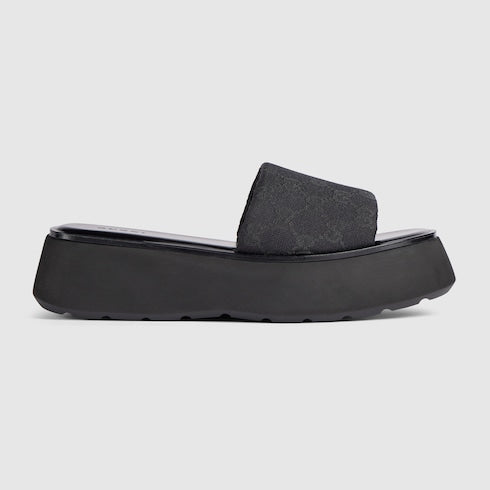 Women's flatform slide sandal - black GG canvas