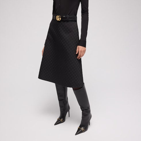 GG cotton blend midi skirt - black