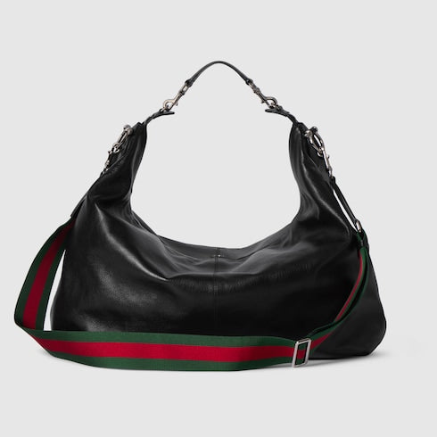 Brera large crossbody bag - black leather