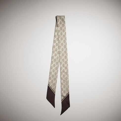 Printed silk ribbon - brown