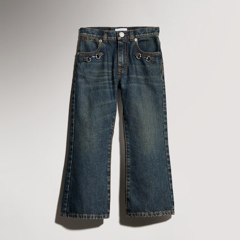 Children's denim pants with Horsebit - blue