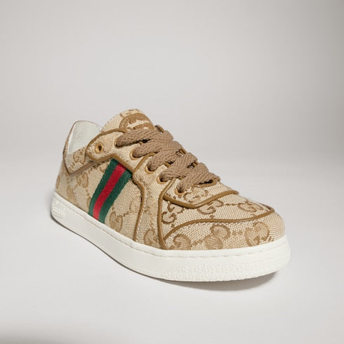 Children's Stretch low-top sneaker - sand and brown GG canvas