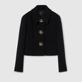 Crêpe wool jacket with Double G button - black