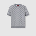 Reversible GG fine wool jacquard top - light pink and grey