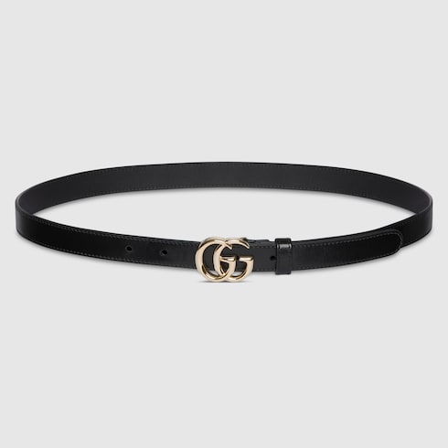 GG Marmont thin belt - black leather